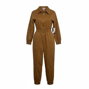 Utility Zip-Front Women's Jumpsuit Vintage Tan